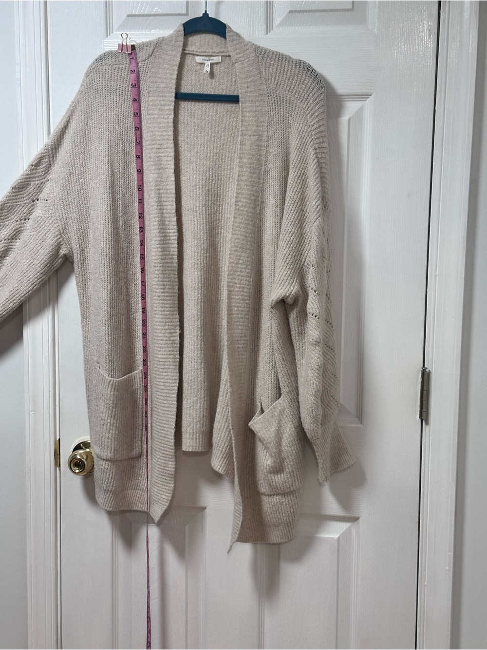 Maurices Beige Open-Front Knit Cardigan with Pockets